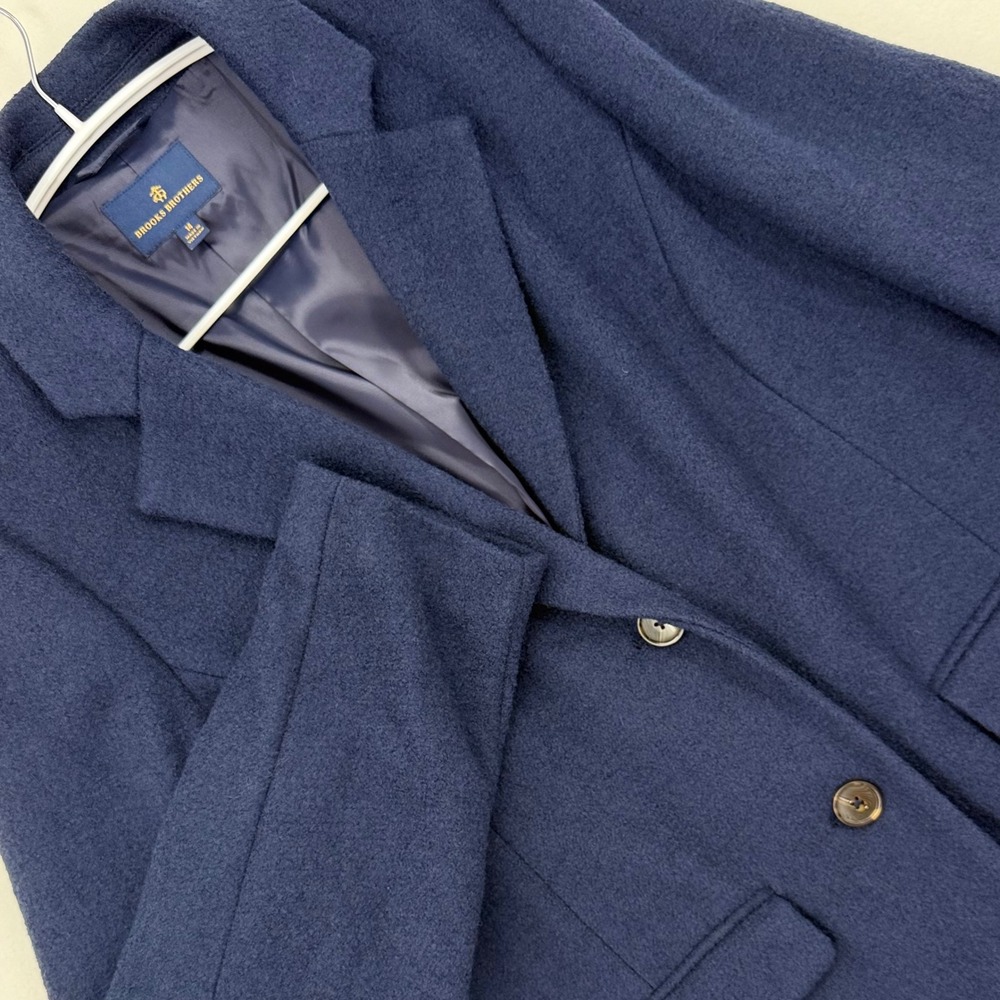 Brooks Brothers Wool Blend Car Coat Overcoat Women 14 Navy Blue Excellent